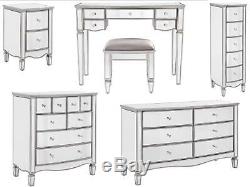 Birlea Elysee Mirrored Glass Bedroom Furniture Chest Bedside Dressing Table