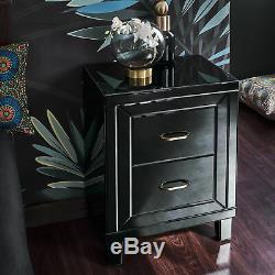 Black Glass Mirrored Bedroom Furniture Dressing Table sets and Bedside Tables
