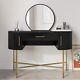 Black Marble Top Dressing Table With Mirror And Storage Drawers Gigi Gig001