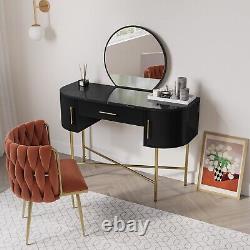 Black Marble Top Dressing Table with Mirror and Storage Drawers Gigi GIG001