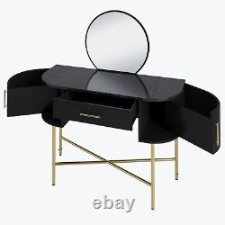 Black Marble Top Dressing Table with Mirror and Storage Drawers Gigi GIG001