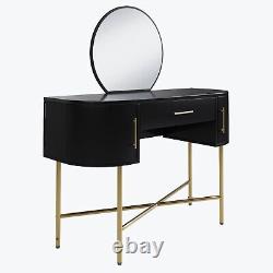 Black Marble Top Dressing Table with Mirror and Storage Drawers Gigi GIG001