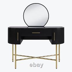 Black Marble Top Dressing Table with Mirror and Storage Drawers Gigi GIG001