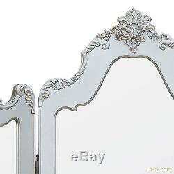 Boudoir Provence Silver Dressing Tri Panel Mirror Screen W142 x D35 x H185