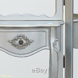 Boudoir Provence Silver Dressing Tri Panel Mirror Screen W142 x D35 x H185