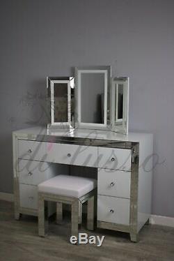 Brand New White Mirrored Dressing Table Set
