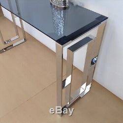 Bude Large Smoked Glass & Mirrored Console Table Dressing Table Width 120cm