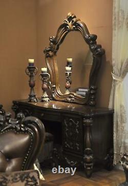 Carved Baroque Furniture New Set Dressing Table Stool Mirror Bedroom 3 Pieces