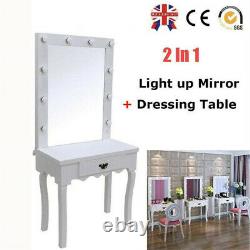 Classic Hollywood LED Light Vanity Mirror Table with Dimmer Makeup Dressing Table