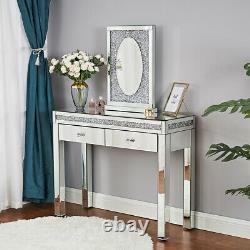 Classic Mirror Drawer Mirrored Glass Silver Bedroom Vanity Dressing Table Stool