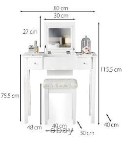 Coco x Caitlyn White Dressing Table with LED Mirror and Jewellery Mirror Cabinet