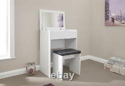Compact Dressing Table Set Dresser with Mirror and Stool White Colour Unit