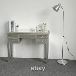 Computer Desk Glass Dressing Table Vanity Bedroom Office with 5 Drawer UK