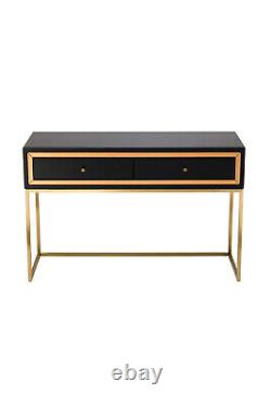 Coniston Black Glass and Gold Dressing Table Vanity Table Bedroom Furniture