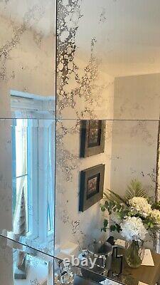 Contemporary Antique Distressed Glass Window Mirror simple Black Frame