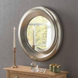 Contemporary Silver Swirl Wall Mirror Large Round 70cm Dia. Modern Design