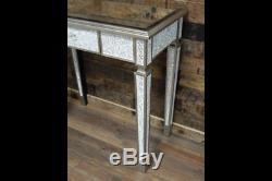 Crackle Dressing Table Mirrored Mosaic Unit With 1 Drawer Console Hallway Stand