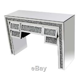 Crushed Crystal Angled Dressing Table, crushed diamond console table and drawers
