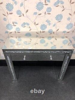 Crushed Crystal Mirrored Dressing Table with 2 Drawers + free Mirror