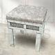 Crushed Crystal Mirrored Velvet Dressing Table Large Stool Free Delivery