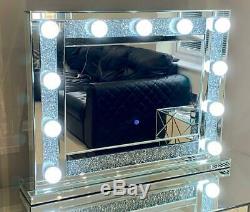 Crushed Diamond Large Hollywood Mirror Dressing Table Mirror 80 x 60 cm