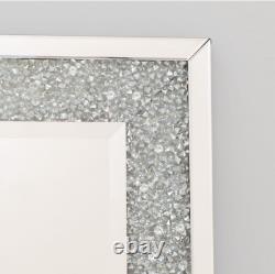 Crushed Diamond Mirror 120x80cm Crystal Dressing Silver Sparkly Full Length Wall