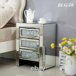 Crystal Mirrored Glass Bedroom Range Bedside Dressing Table Chests of Drawers