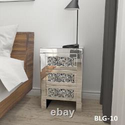 Crystal Mirrored Glass Furniture Range-Bedside Nightstand Dressing Console Table
