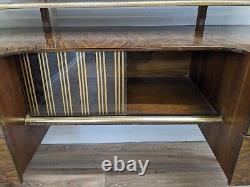 DRESSING TABLE Walnut Burr Style 4 Drawers Large Mirror Glass Front Cabinet