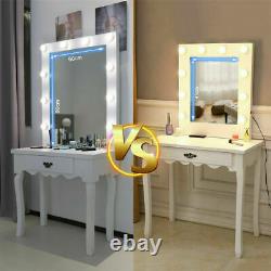 Deluxe Mirrored Drawer Dressing Table +LED Hollywood Bulbs Mirror Christmas Gift