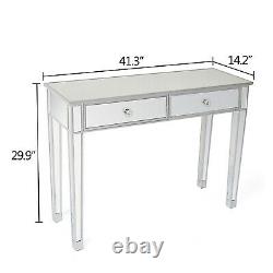 Drawers Glass Dressing Table Mirrored Bedroom Make-Up Console Vanity Table
