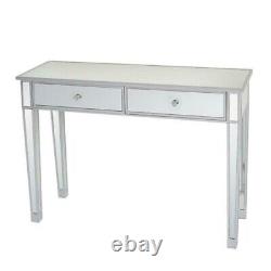 Drawers Glass Dressing Table Mirrored Bedroom Make-Up Console Vanity Table New