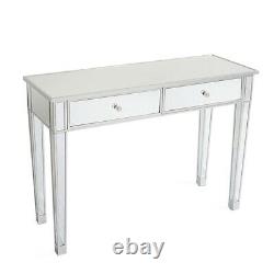 Drawers Glass Dressing Table Mirrored Bedroom Make-Up Console Vanity Table UK