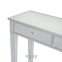 Drawers Glass Dressing Table Mirrored Bedroom Make-Up Console Vanity Table UK