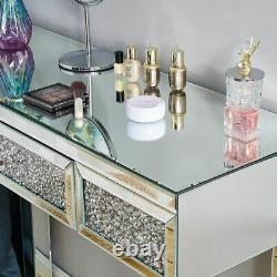Dressing Makeup Table Crystal Mirrored Entry Console Glass Desk Bedroom Display