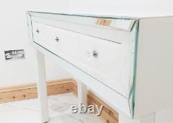 Dressing Table Entrance Hall WHITE GLASS Console Desk Mirrored Vanity Table UK