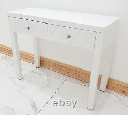 Dressing Table Entrance Hall WHITE GLASS Mirrored Dressing Table Vanity Table