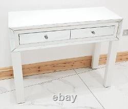 Dressing Table Entrance Hall WHITE GLASS Table Mirrored Vanity Console Table