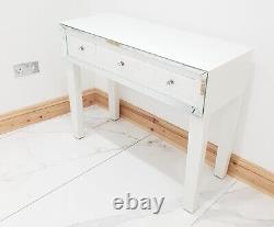 Dressing Table Entrance WHITE GLASS Table Mirrored Vanity Table Console Desk UK