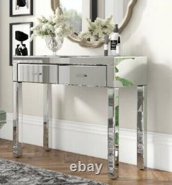 Dressing Table Glass Mirrored Vanity Table With Two Draws
