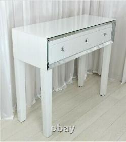Dressing Table Glass WHITE Mirrored Vanity Table PURO PREMIUM PLUS Console Desk