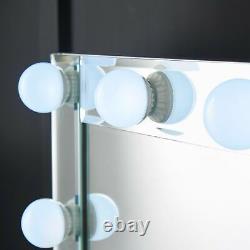 Dressing Table Hollywood Bulbs Mirror Bluetooth Speaker Built-In Plug Silver Set
