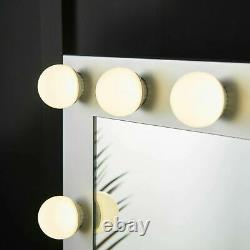 Dressing Table Hollywood Bulbs Mirror Bluetooth Speaker Built-In Plug Silver Set