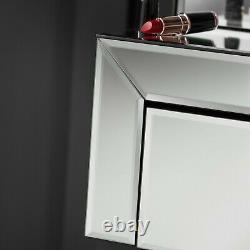 Dressing Table LED Light Desktop Mirror Touch Sensor with Drawer Silver Set