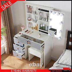 Dressing Table Make Up Dresser Desk with LED 3-Lighting Modes Mirror Vanity Set