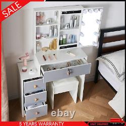 Dressing Table Make Up Dresser Desk with LED 3-Lighting Modes Mirror Vanity Set