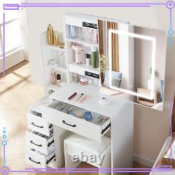 Dressing Table Makeup Desk Touch-Control Dimmable LED Lighted Mirror Vanity Set