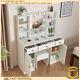 Dressing Table Makeup Desk Vanity With Led Lights Mirror Drawers Stool Set White