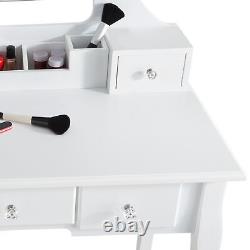 Dressing Table Mirror 5 Drawers Removable Compartments Storage Furniture New