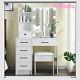 Dressing Table Mirror Drawers Vanity Makeup Desk Stool Set With Led Lights White